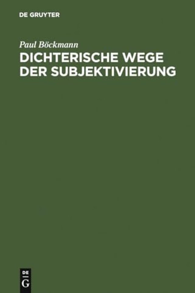 Dichterische Wege der Subjektivierung