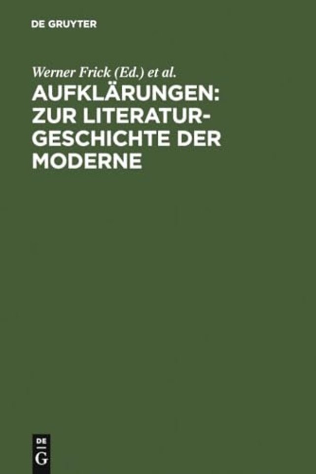Aufklarungen: Zur Literaturgeschichte Der Moderne