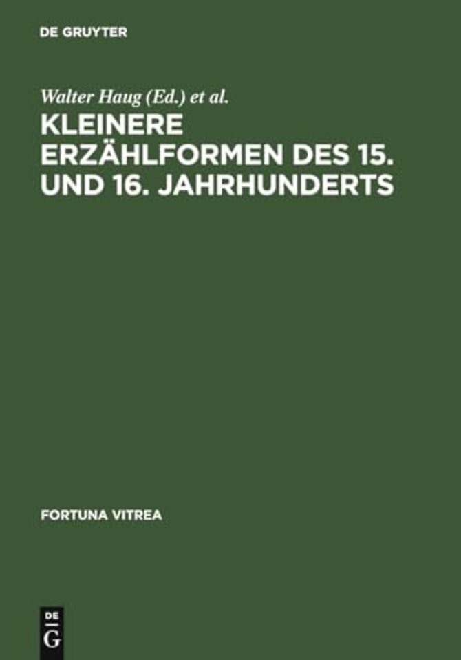 Kleinere Erzahlformen Des 15. Und 16. Jahrhunderts