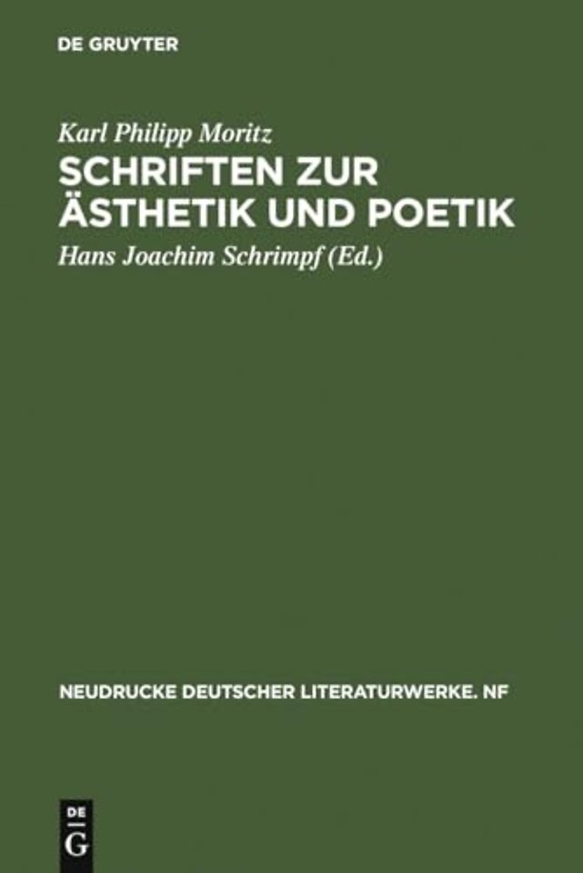 Schriften Zur Asthetik Und Poetik