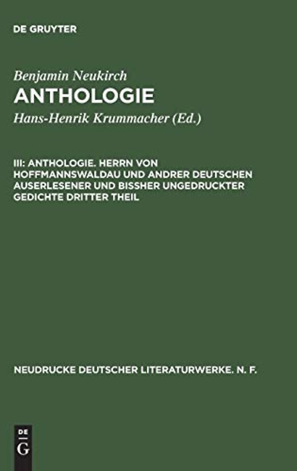 Anthologie. Herrn von Hoffmannswaldau und andrer – Nach dem Erstdruck vom Jahre 1703 mit einer kritischen Einleitung und Lesarten