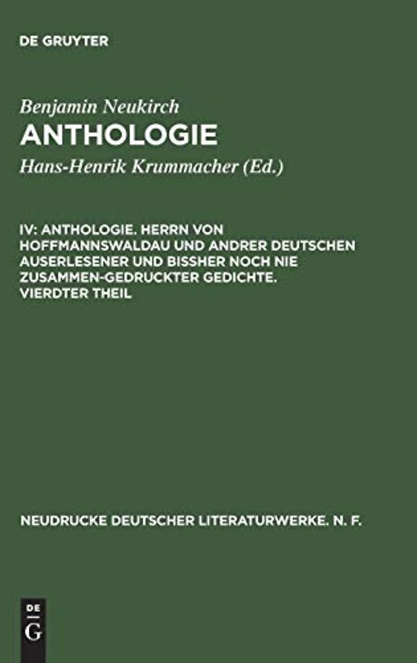 Anthologie. Herrn von Hoffmannswaldau und andrer – Nach dem Druck vom Jahre 1704 mit einer kritischen Einleitung und Lesarten