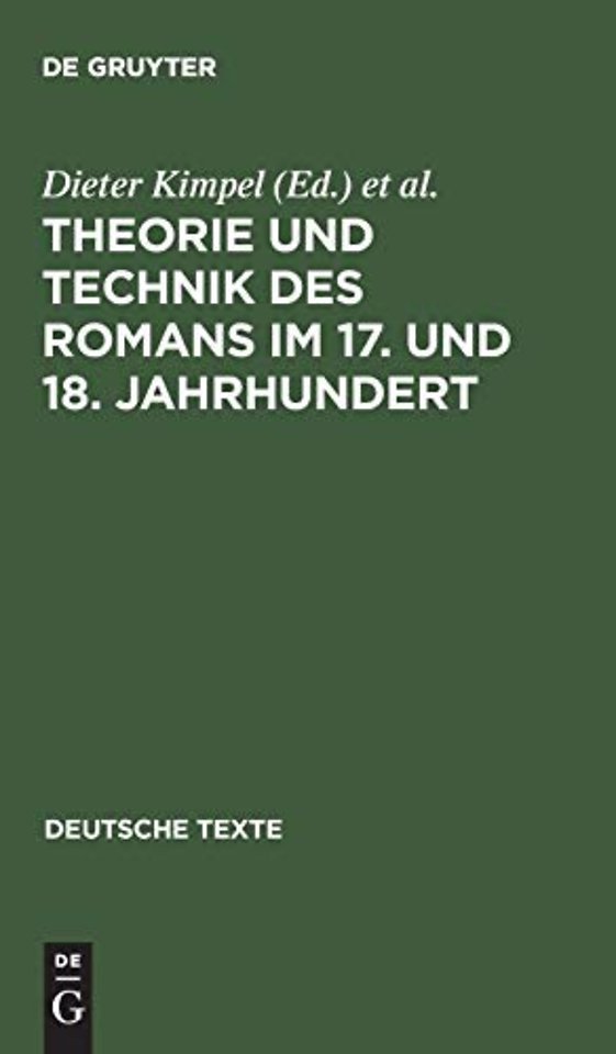 Theorie und Technik des Romans im 17. und 18. Ja – II. Spätaufklärung, Klassik und Frühromantik