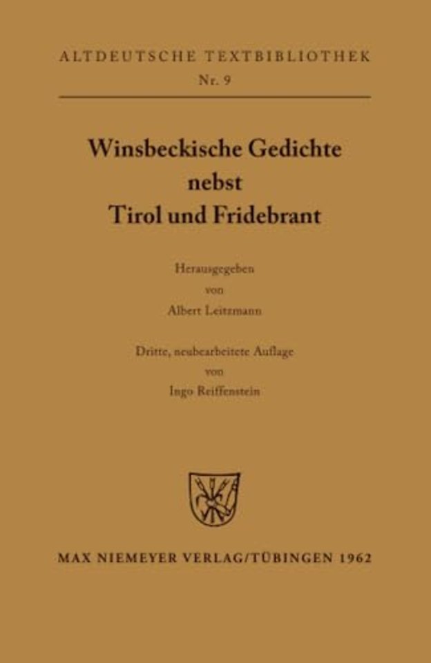 Winsbeckische Gedichte Nebst Tirol Und Fridebrant