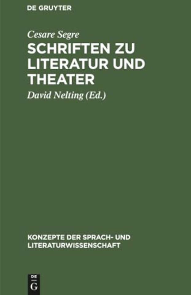 Schriften zu Literatur und Theater