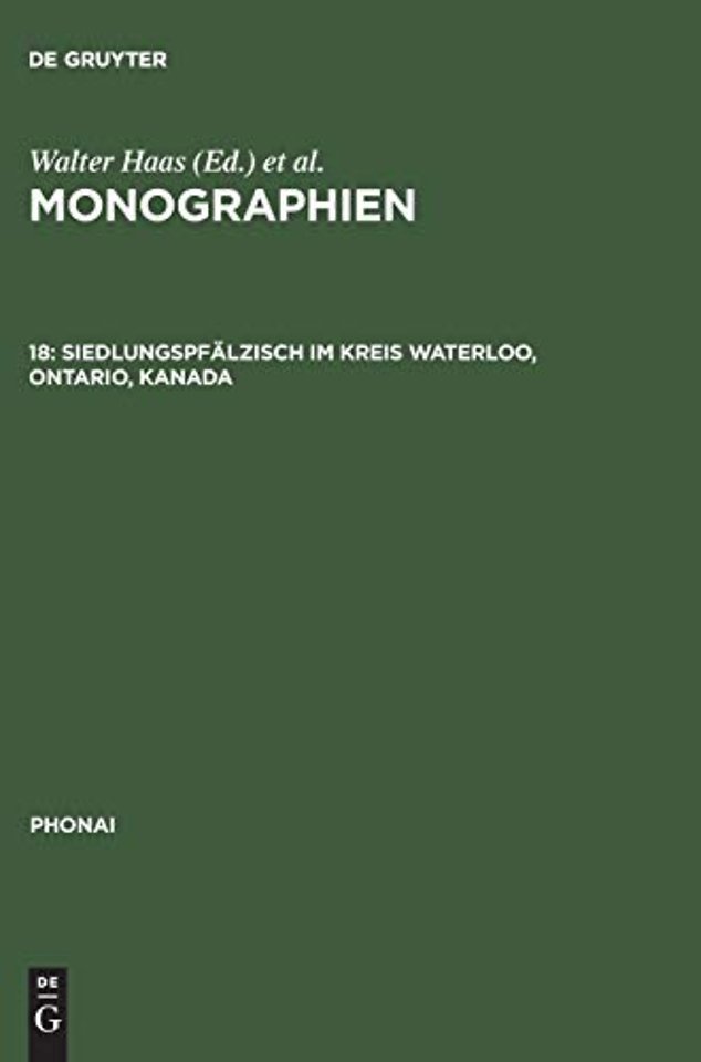 Siedlungspfälzisch im Kreis Waterloo, Ontario, Kanada