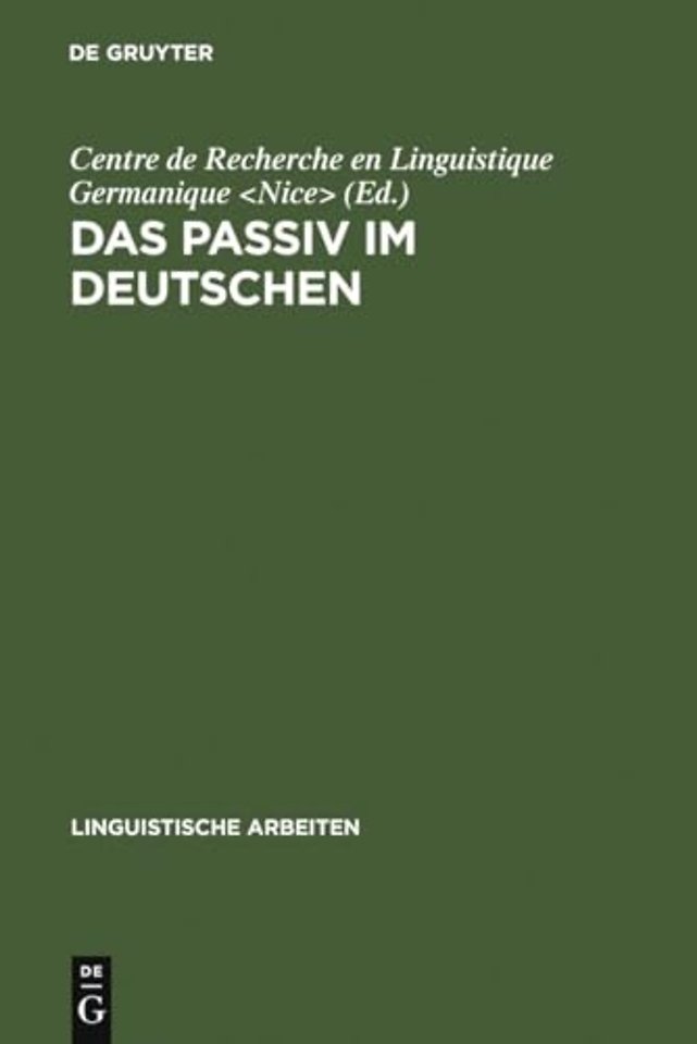 Das Passiv im Deutschen – Akten des Kolloquiums über das Passiv im Deutschen, Nizza 1986