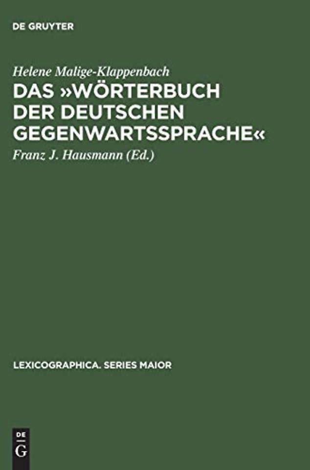 Das »Worterbuch Der Deutschen Gegenwartssprache«