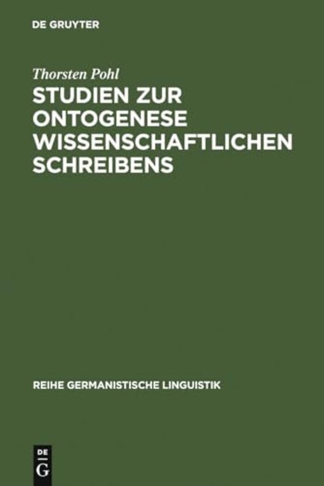 Studien Zur Ontogenese Wissenschaftlichen Schreibens