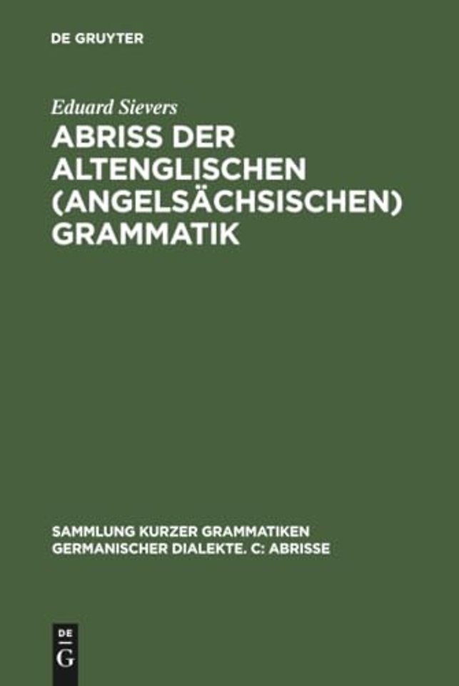 Abriss Der Altenglischen (Angelsachsischen) Grammatik