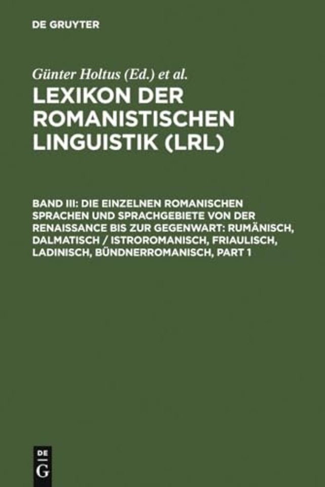 Die einzelnen romanischen Sprachen und Sprachgebiete von der Renaissance bis zur Gegenwart: Rumänisch, Dalmatisch / Istroromanisch,