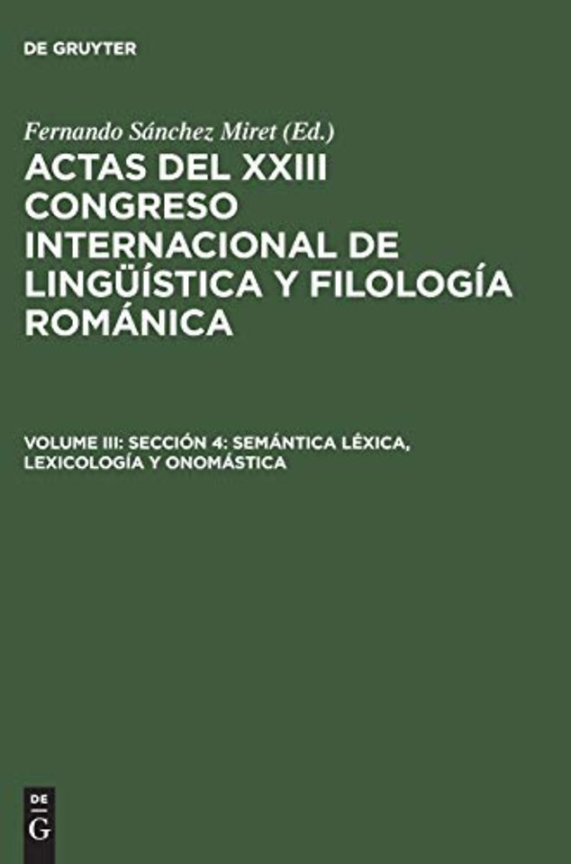 Sección 4: Semántica léxica, lexicología y onomástica