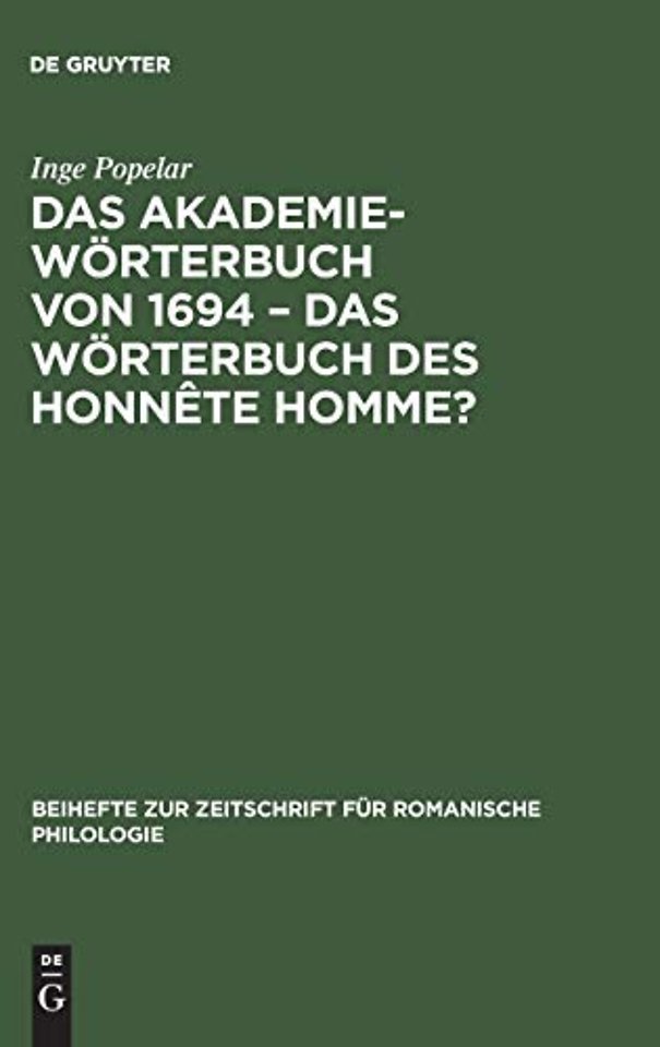 Das Akademiewörterbuch von 1694 – das Wörterbuch des Honnête Homme?