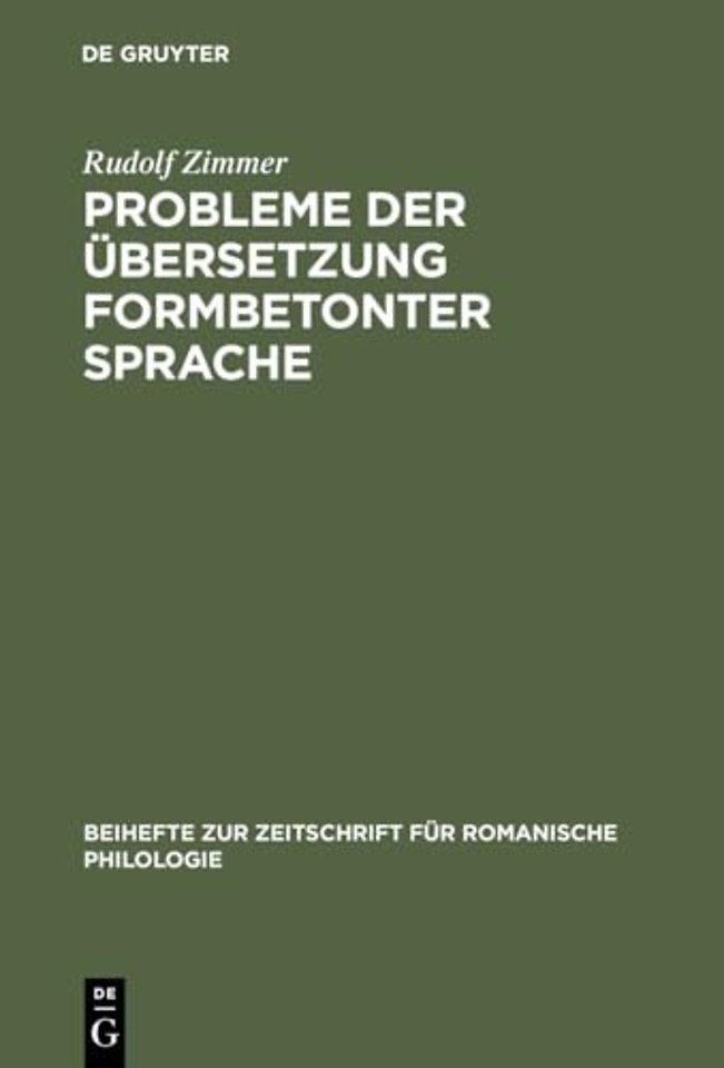 Probleme der Übersetzung formbetonter Sprache – Ein Beitrag zur Übersetzungskritik