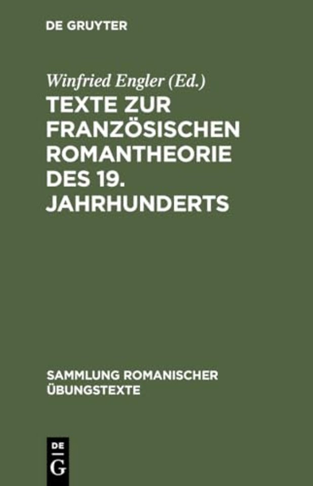 Texte Zur Franzosischen Romantheorie Des 19. Jahrhunderts