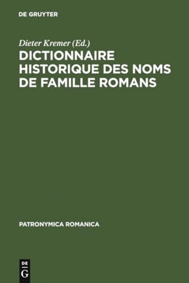 Dictionnaire historique des noms de famille roma – Actes du 1er Colloque (Trèves, 10–13 décembre 1987)