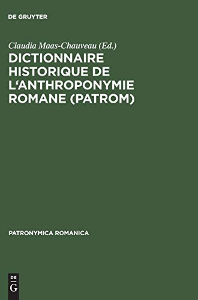 Dictionnaire historique de l`anthroponymie roman – Présentation d`un projet