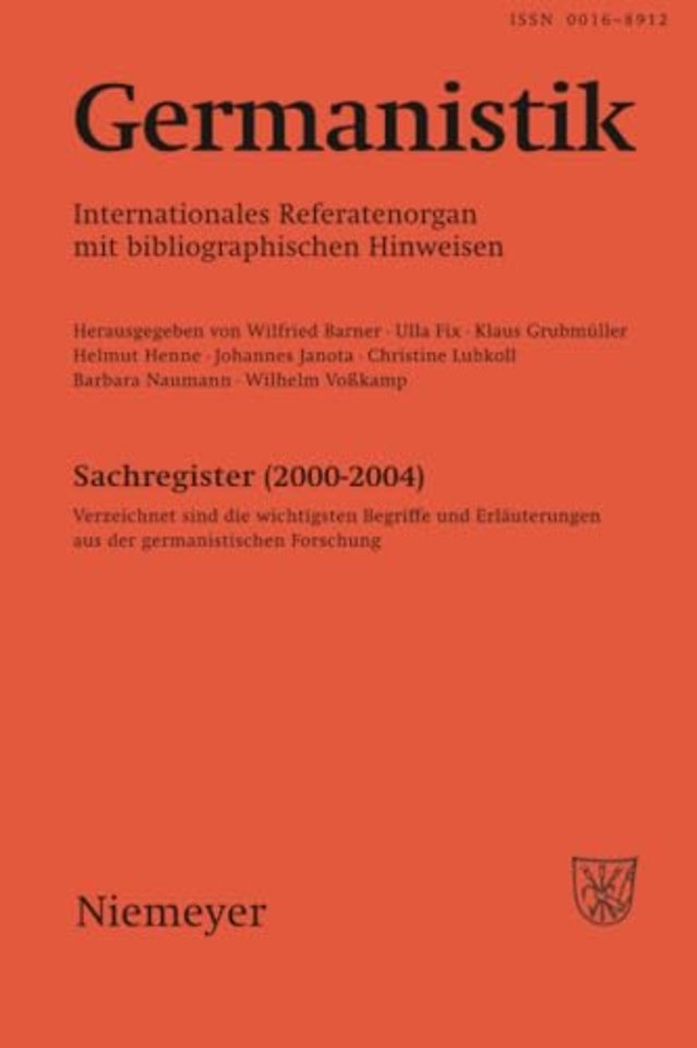 Germanistik, Sachregister (2000–2004) – Verzeichnet sind die wichtigsten Begriffe und Erläuterungen aus der germanistischen Forschung
