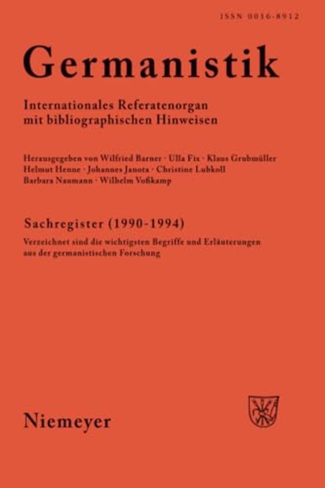 Germanistik, Sachregister (1990–1994) – Verzeichnet sind die wichtigsten Begriffe und Erläuterungen aus der germanistischen Forschung