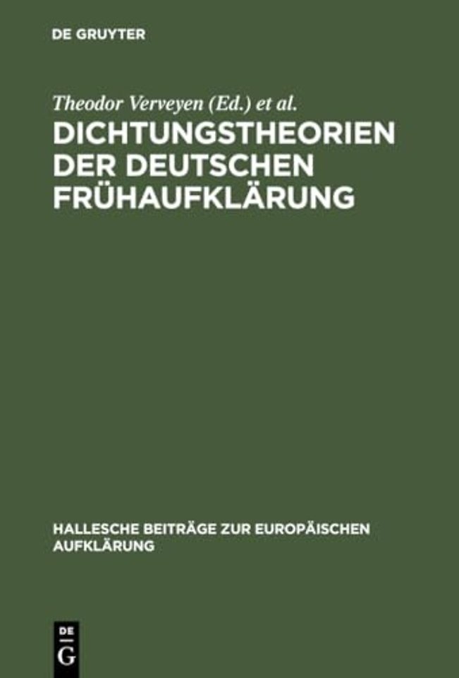 Dichtungstheorien Der Deutschen Fruhaufklarung