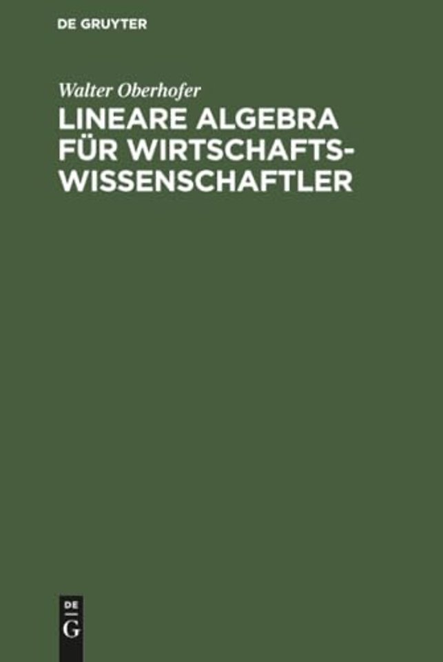 Lineare Algebra für Wirtschaftswissenschaftler