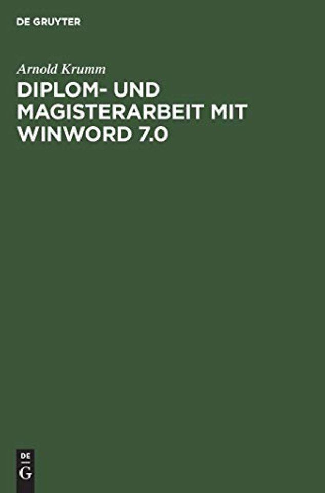 Diplom– und Magisterarbeit mit WinWord 7.0