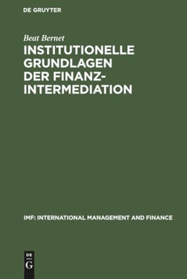 Institutionelle Grundlagen der Finanzintermediation