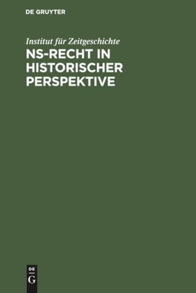 Ns-Recht in Historischer Perspektive