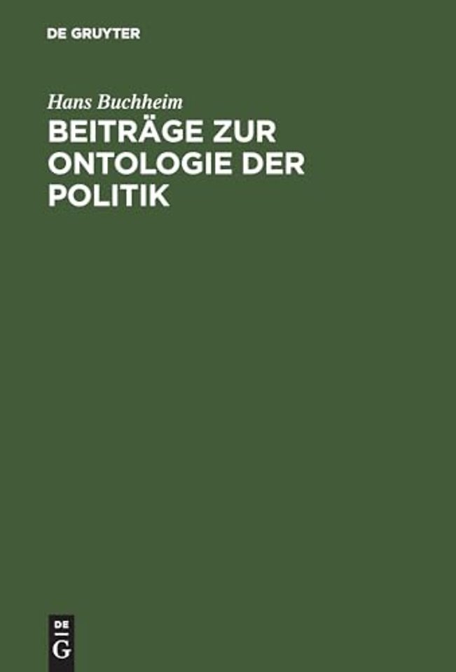 Beitrage Zur Ontologie Der Politik