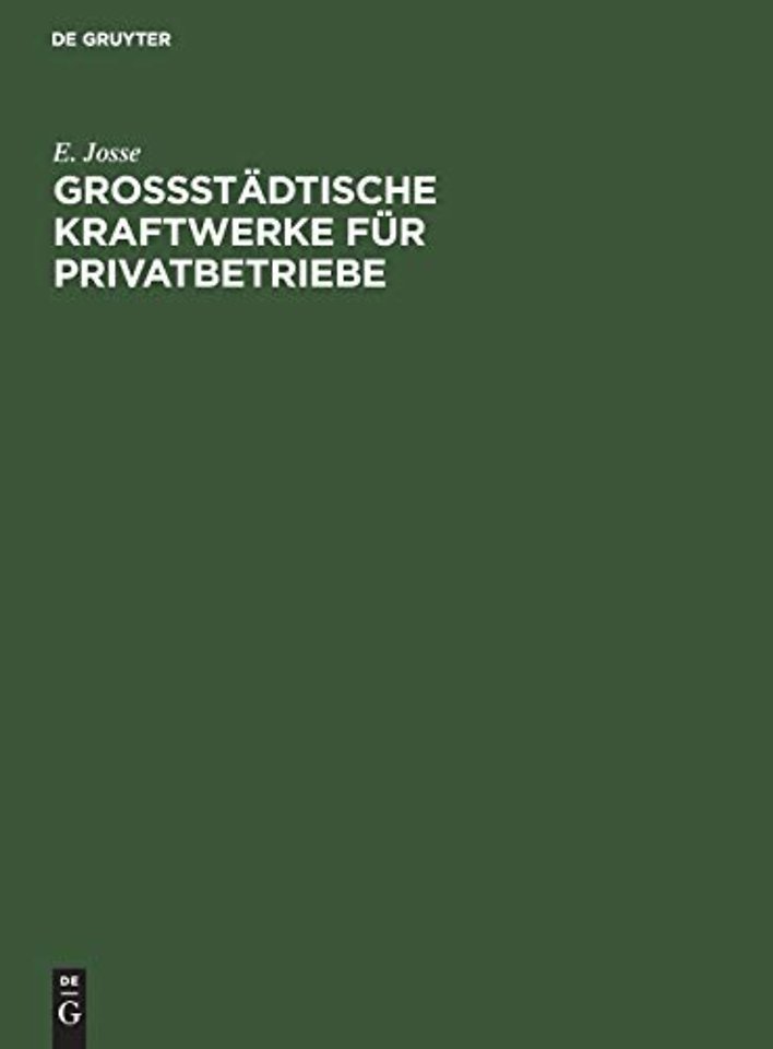 Grossstadtische Kraftwerke Fur Privatbetriebe