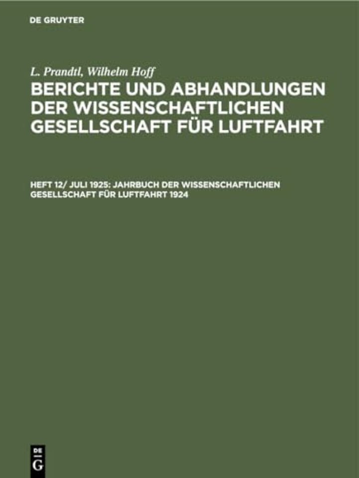 Jahrbuch der Wissenschaftlichen Gesellschaft für Luftfahrt 1924