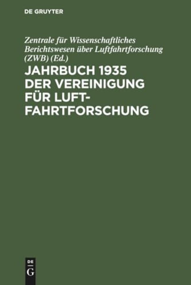 Jahrbuch 1935 der Vereinigung für Luftfahrtforschung