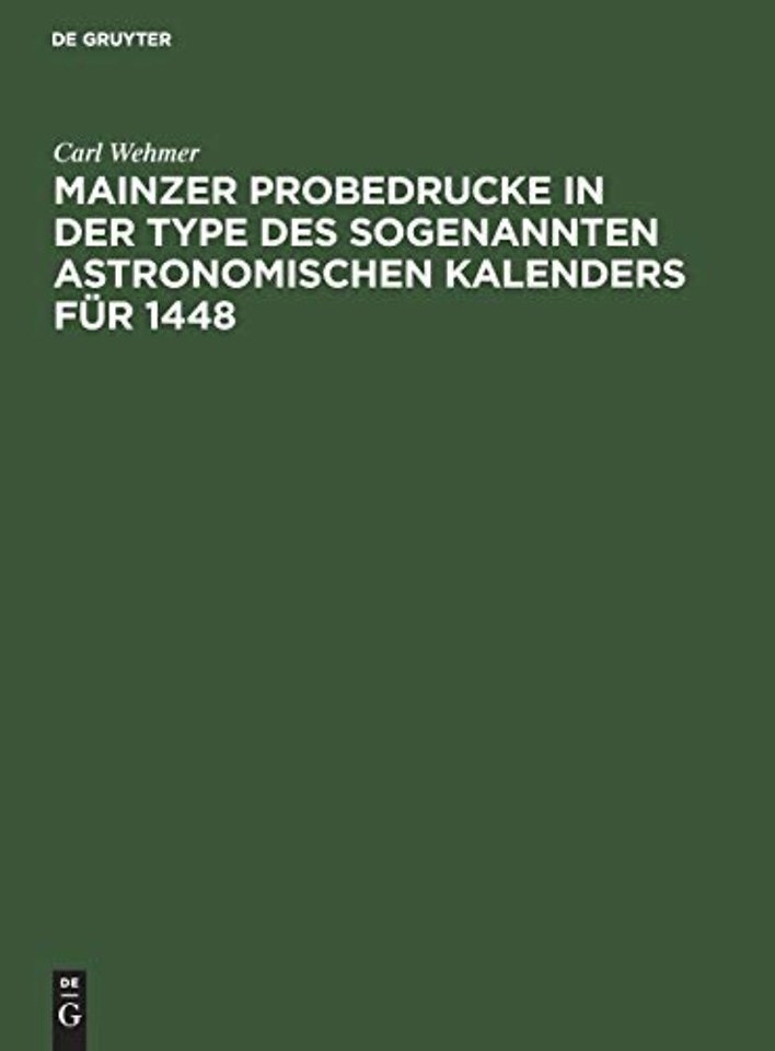 Mainzer Probedrucke in der Type des sogenannten – Ein Beitrag zur Gutenbergforschung