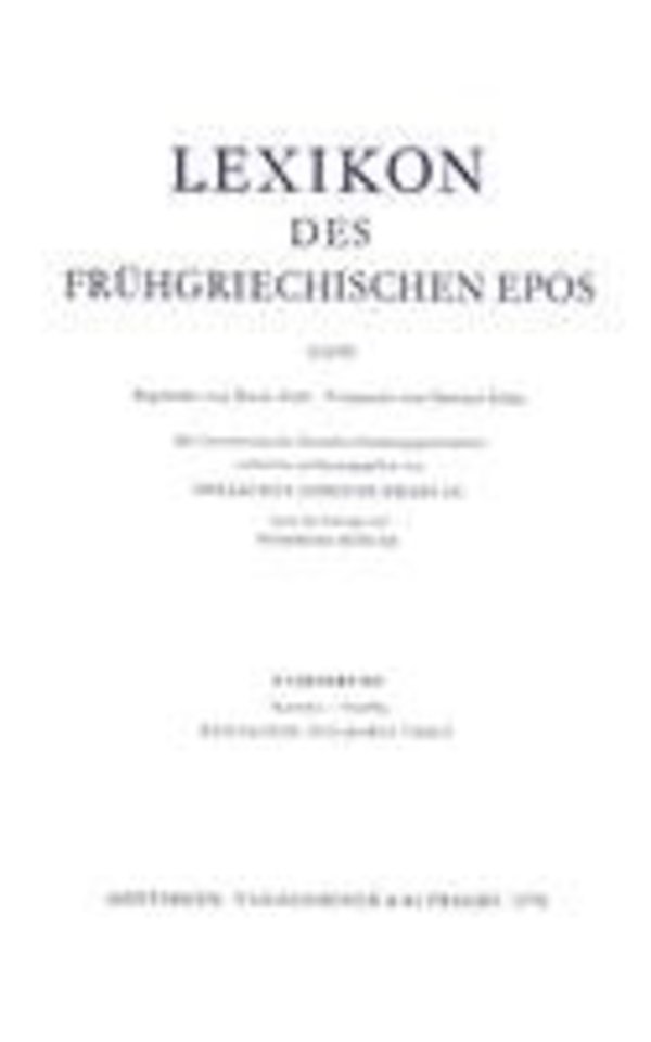 Lexikon Des Fruhgriechischen Epos Lfg. 08