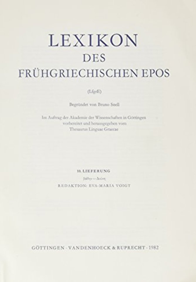 Lexikon Des Fruhgriechischen Epos Lfg. 10