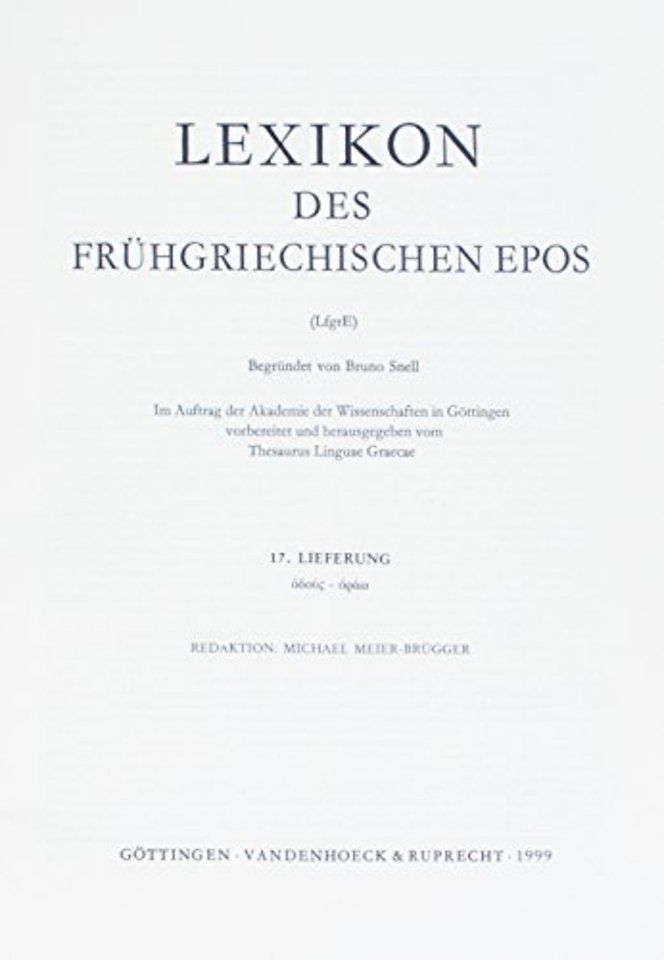 Lexikon Des Fruhgriechischen Epos Lfg. 17