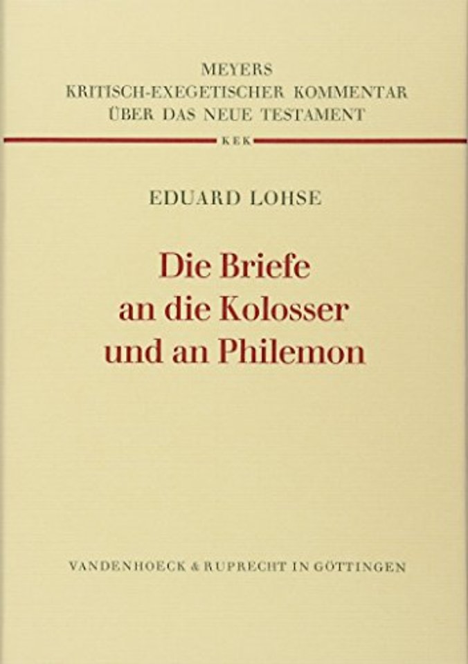 Die Briefe an Die Kolosser Und an Philemon