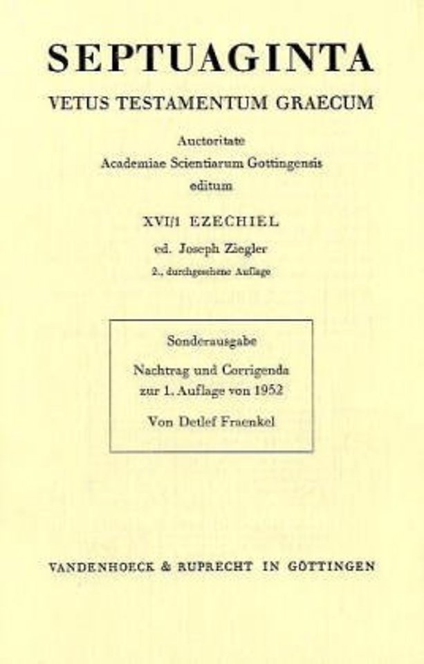 Septuaginta. Vetus Testamentum Graecum. Nachtrag Zu