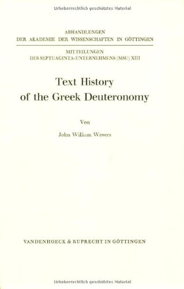 Text History of the Greek Deuteronomy