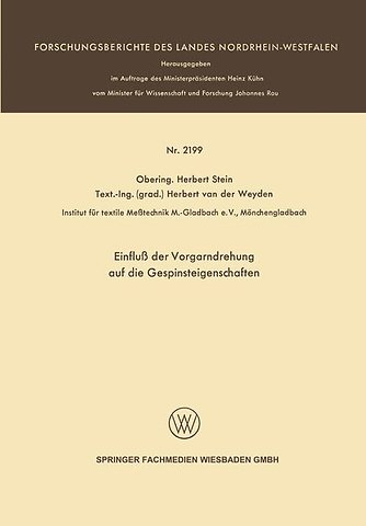 Einfluß der Vorgarndrehung auf die Gespinsteigenschaften