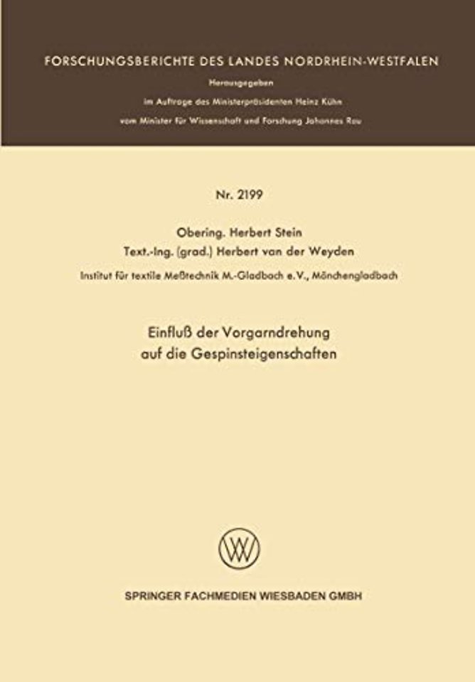Einfluß der Vorgarndrehung auf die Gespinsteigenschaften