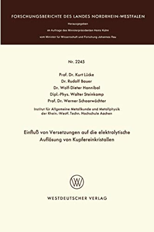 Einfluß von Versetzungen auf die elektrolytische Auflösung von Kupfereinkristallen