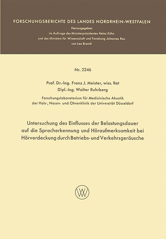 Untersuchung des Einflusses der Belastungsdauer auf die Spracherkennung und Höraufmerksamkeit bei Hörverdeckung durch Betriebs- und Verkehrsgeräusche