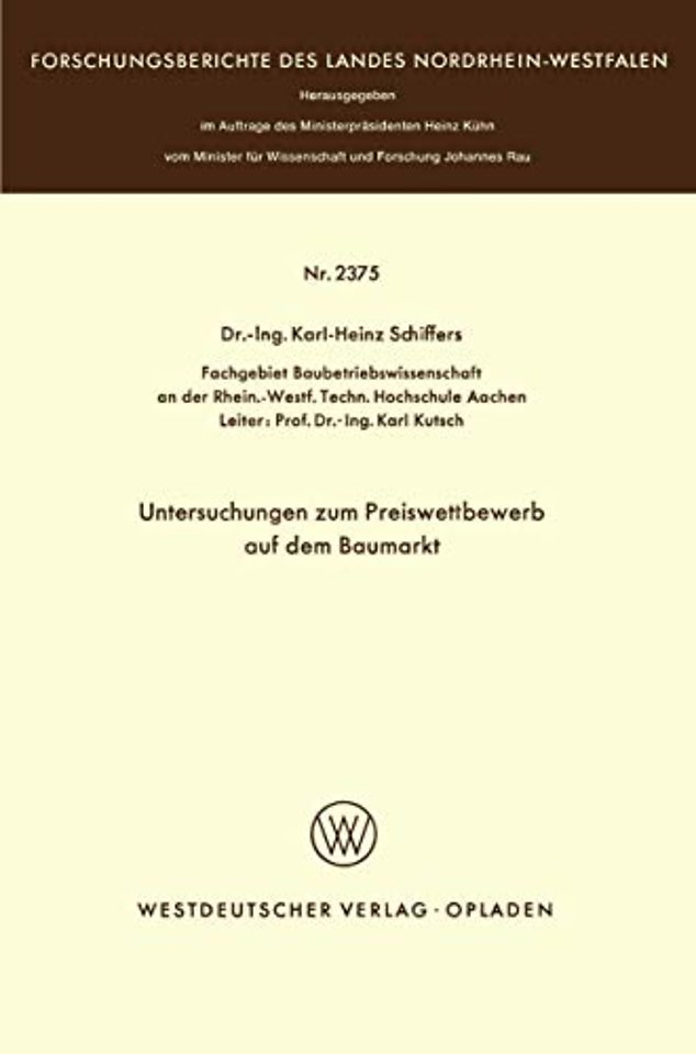 Untersuchungen zum Preiswettbewerb auf dem Baumarkt