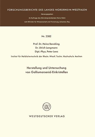 Herstellung und Untersuchung von Galliumarsenid-Einkristallen