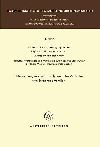 Untersuchungen über das dynamische Verhalten von Stromregelventilen