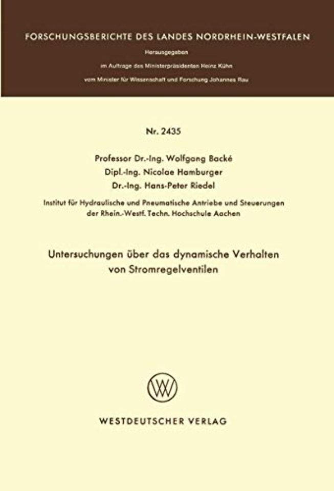 Untersuchungen über das dynamische Verhalten von Stromregelventilen