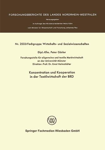 Konzentration und Kooperation in der Textilwirtschaft der BRD