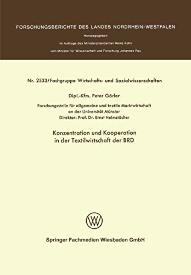 Konzentration und Kooperation in der Textilwirtschaft der BRD