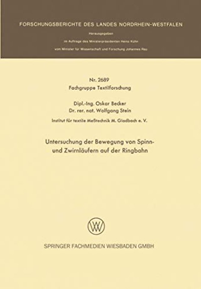 Untersuchung der Bewegung von Spinn- und Zwirnläufern auf der Ringbahn